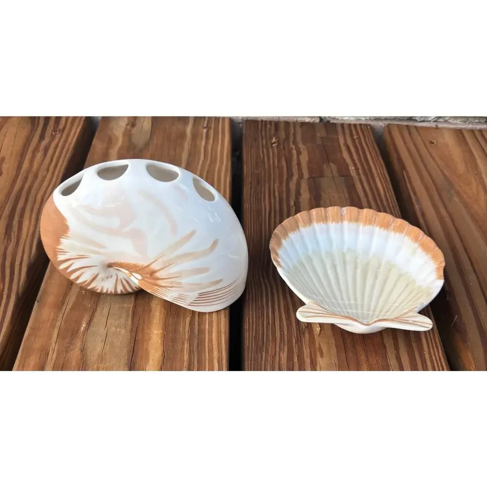 Tiger NAUTILUS SHELL Toothbrush Holder Better Homes & Gardens Beach Ocean Lot 2